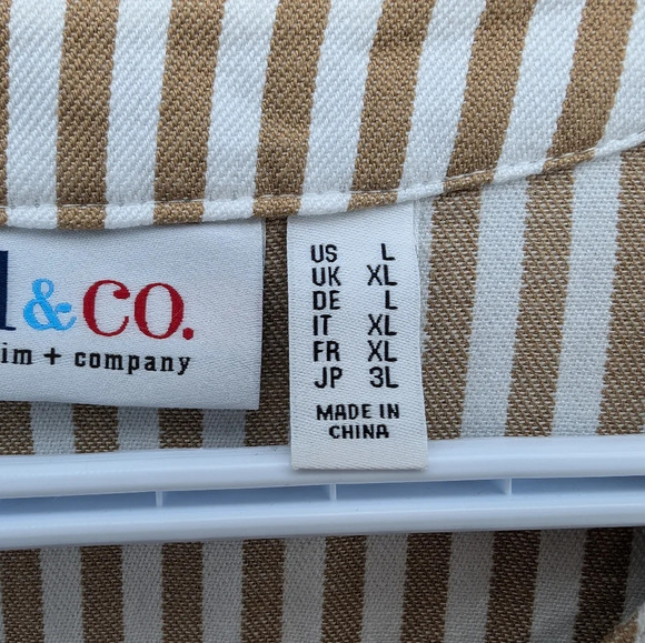 Denim & Co. Yarn Dyed Striped Ruffle Peplum Zip Up Jacket Size L NWOT - Picture 7 of 12